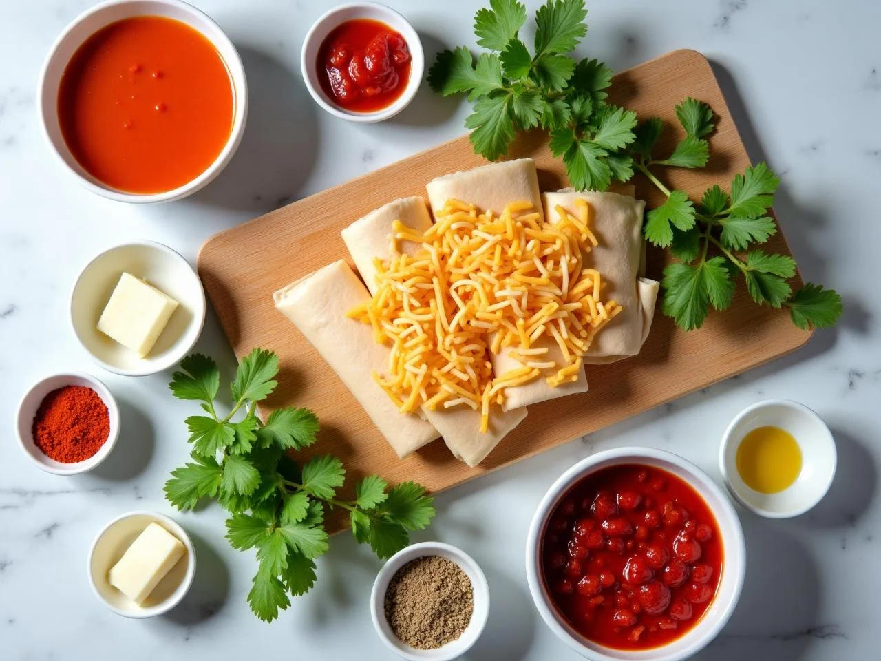 Ingredients for Chicken Enchiladas Rojas