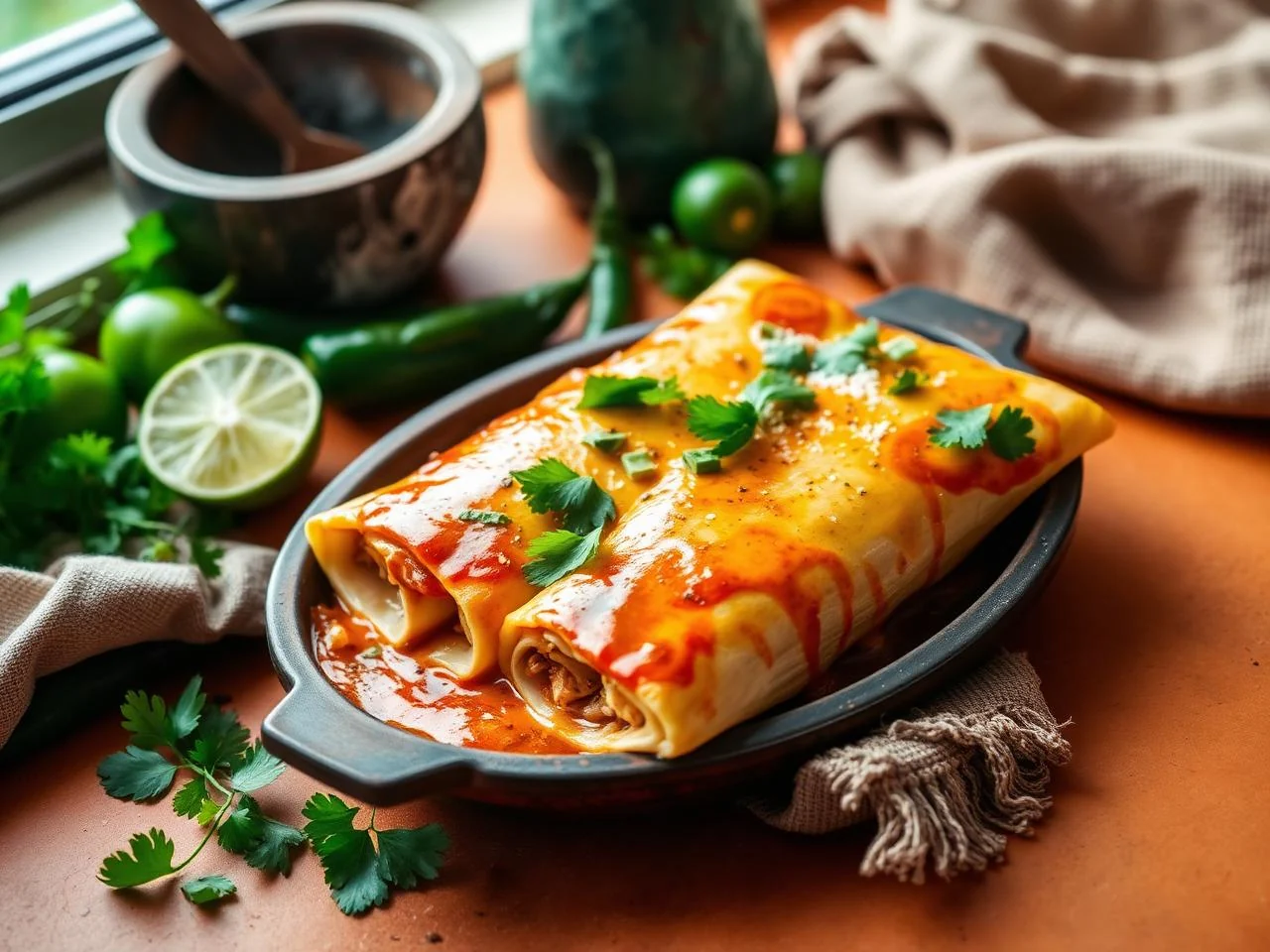 Chicken Enchiladas With Green Chile
