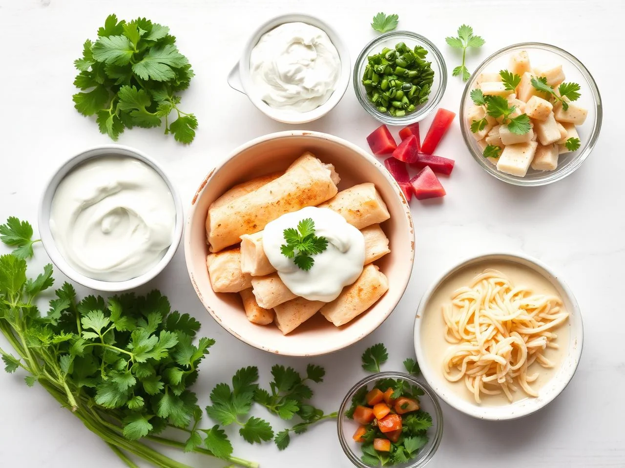 Ingredients for Chicken Enchiladas With Sour Cream Sauce