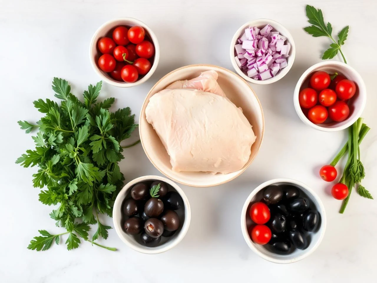 Ingredients for Chicken Feta And Olive Bake