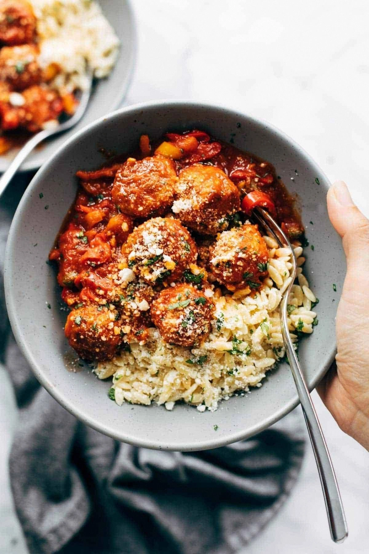 Chicken Meatballs with Peppers