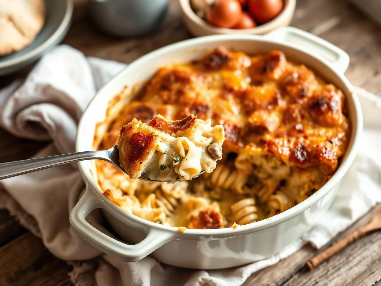 Chicken Mushroom Creamy Pasta Bake