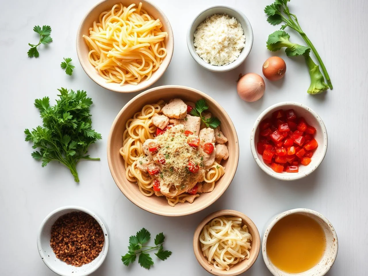 Ingredients for Chicken Parmesan Pasta Bake