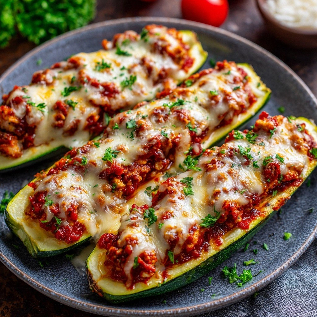 Chicken Parmesan Zucchini Boat