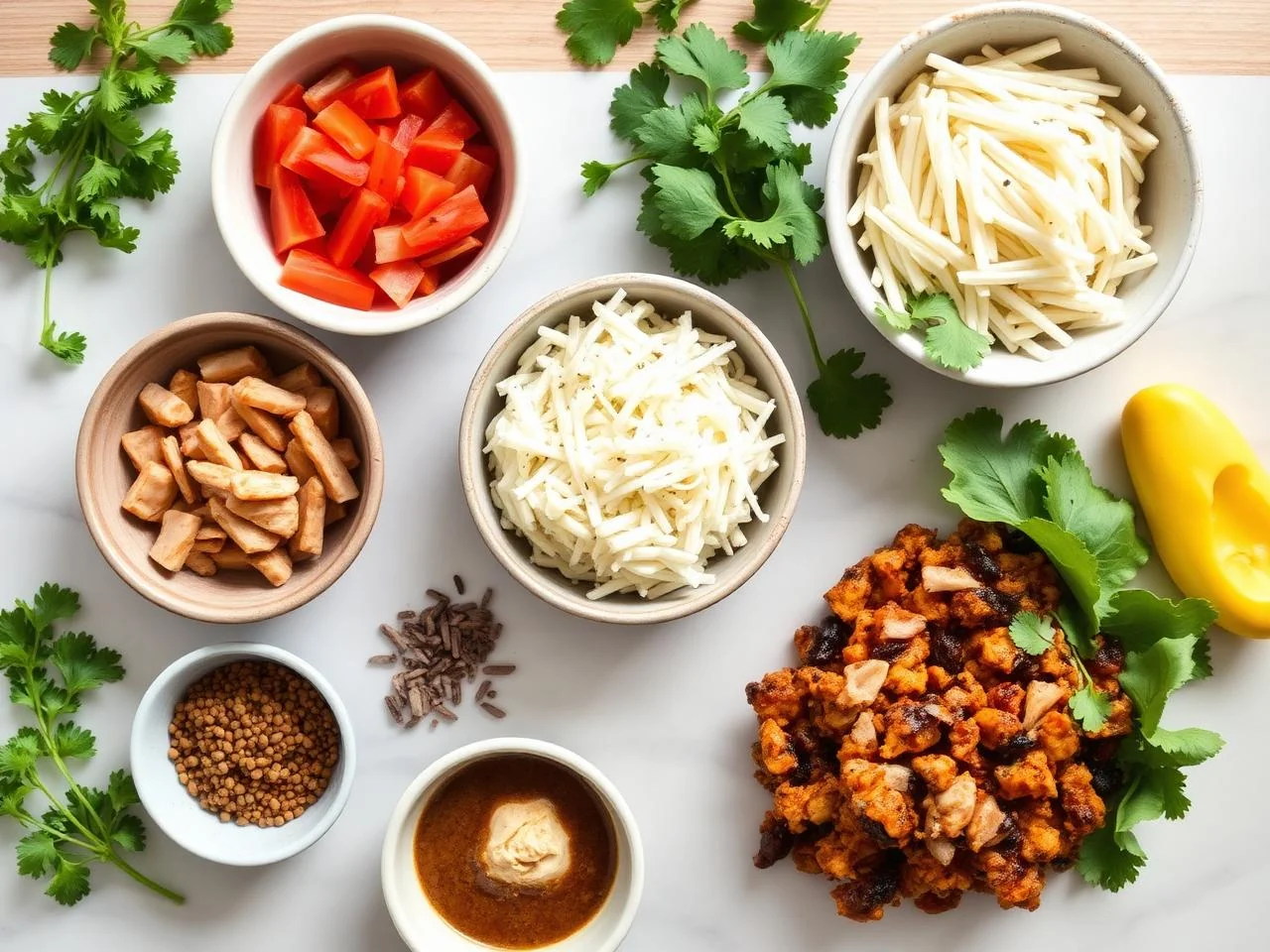 Ingredients for Chicken Tinga Burrito Bowl