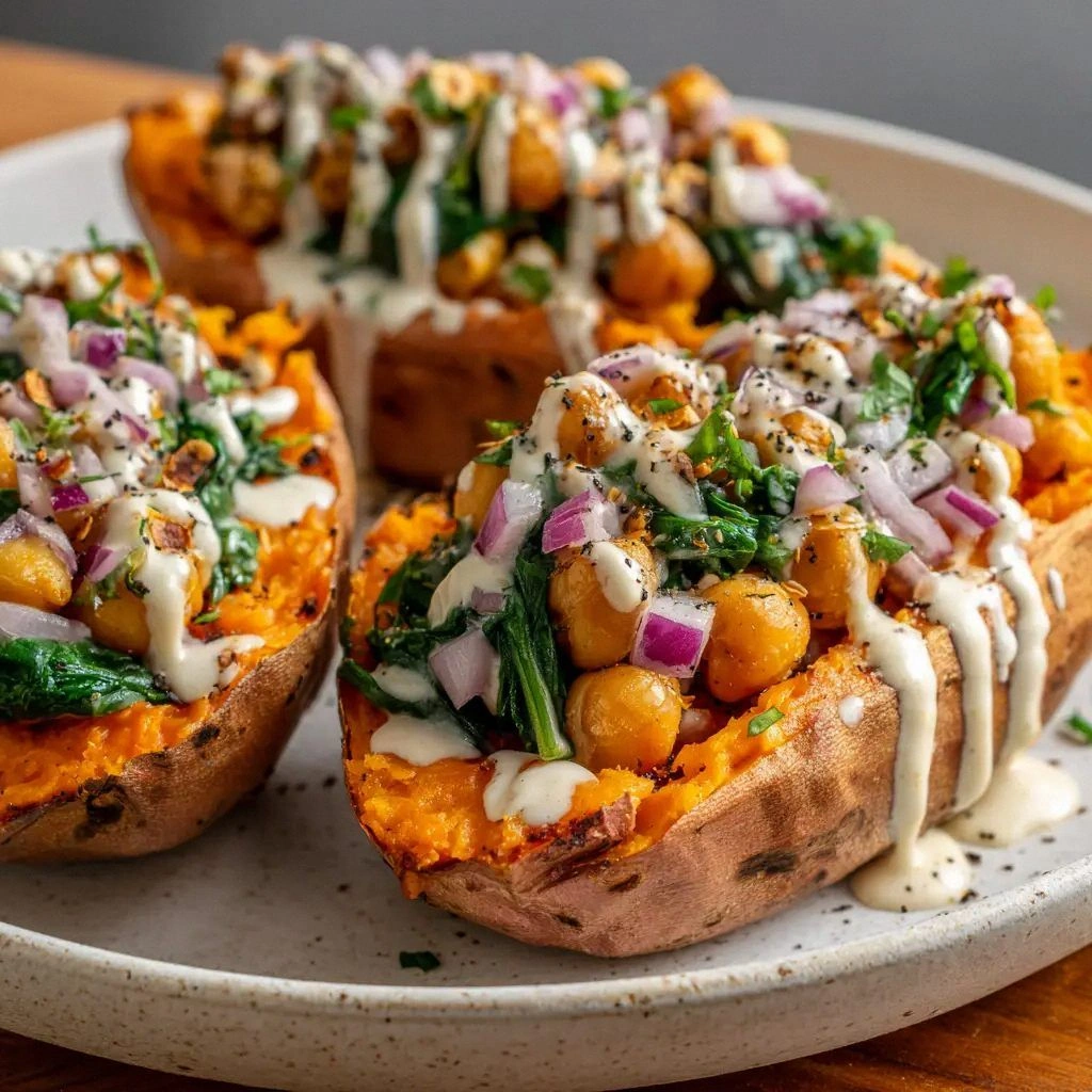 Chickpea Stuffed Sweet Potatoe