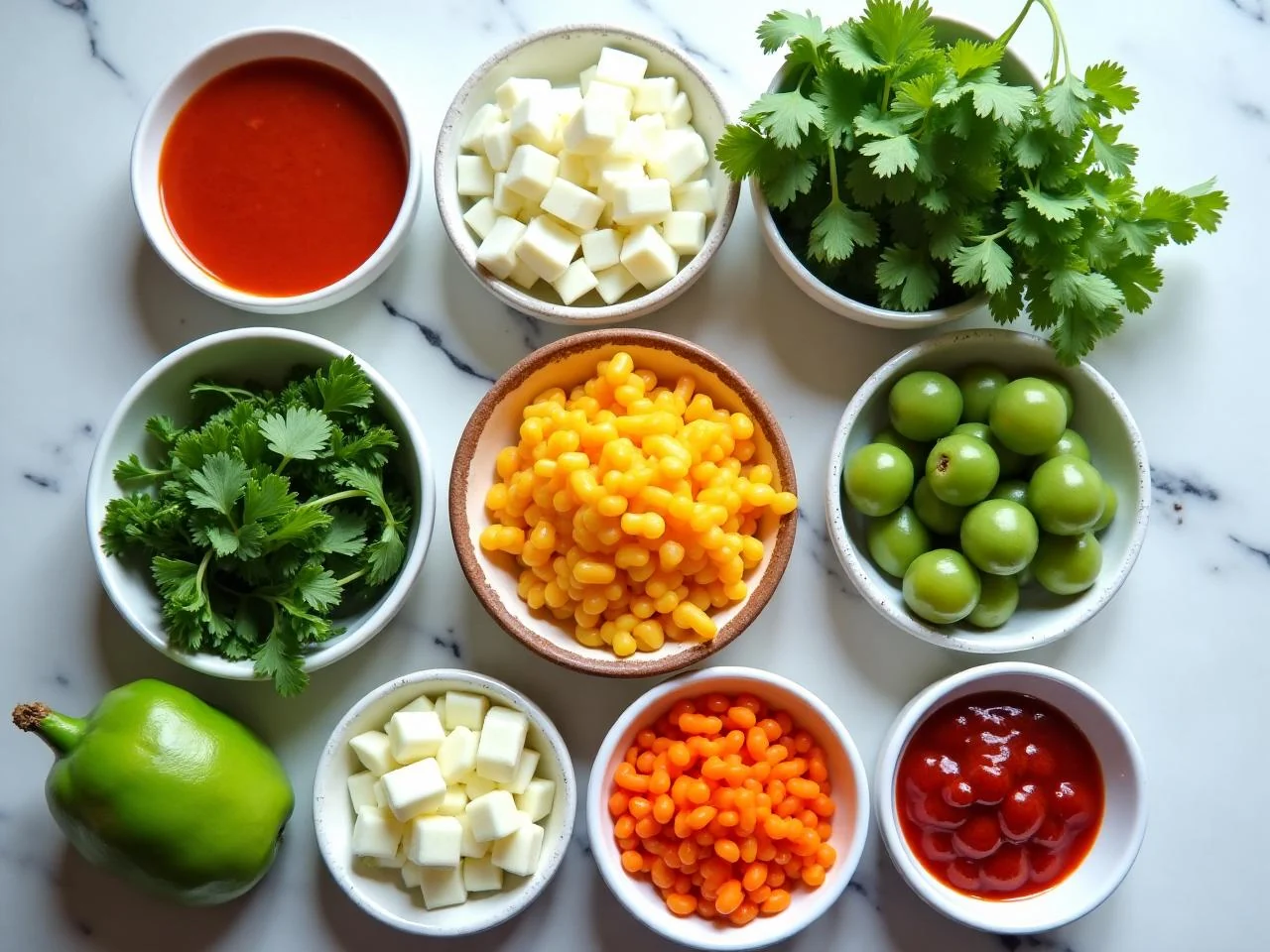 Ingredients for Chile Verde Burrito Bowl
