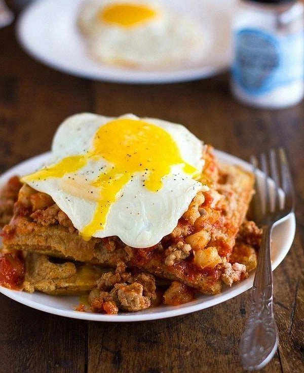 Chili and Cornbread Waffle Sta