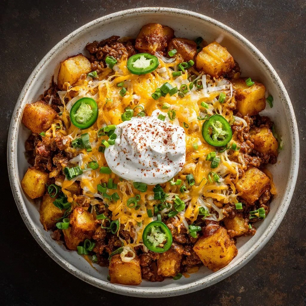 Chili Cheese Potato Skillet: T