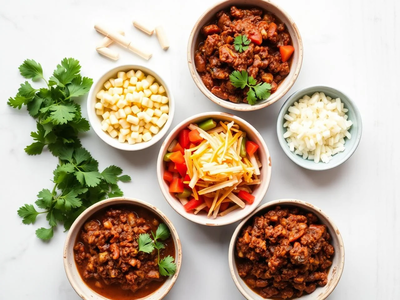 Ingredients for Chili Con Carne Burrito Bowl