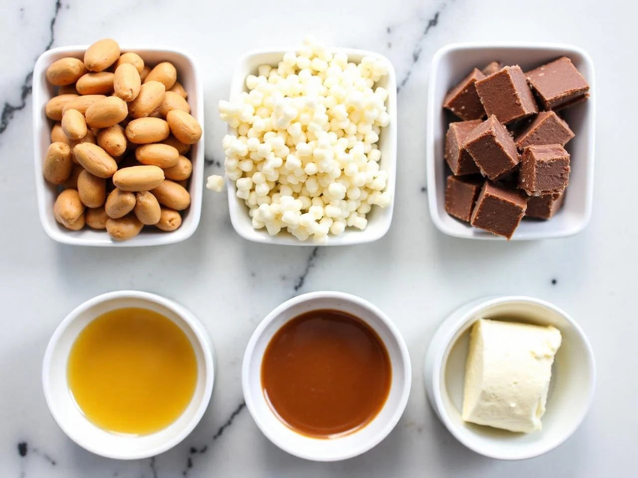 Ingredients for Chocolate Peanut Butter No-Bake Bars