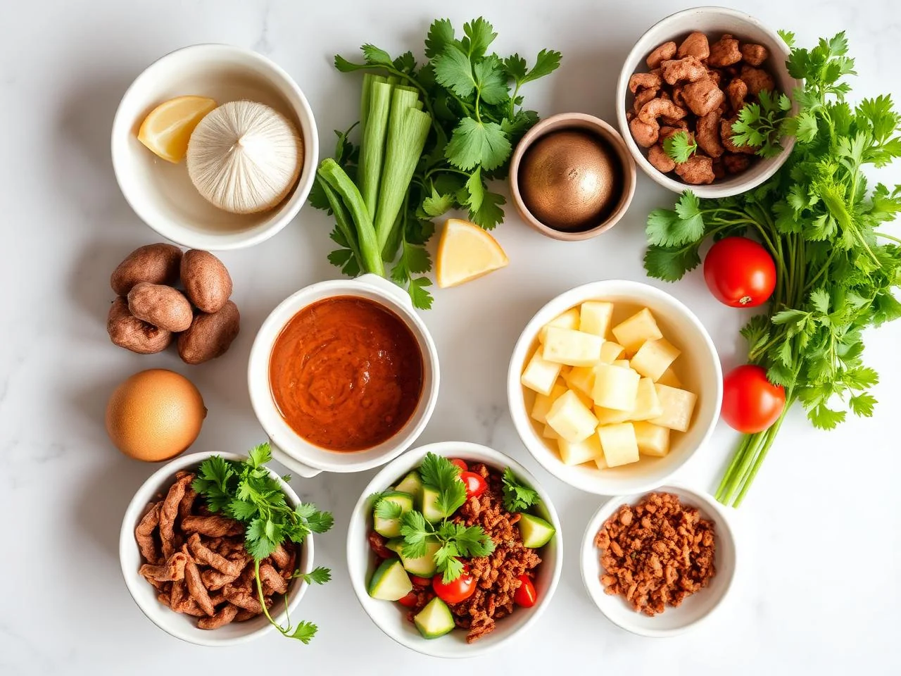 Ingredients for Chorizo And Potato Burrito Bowl