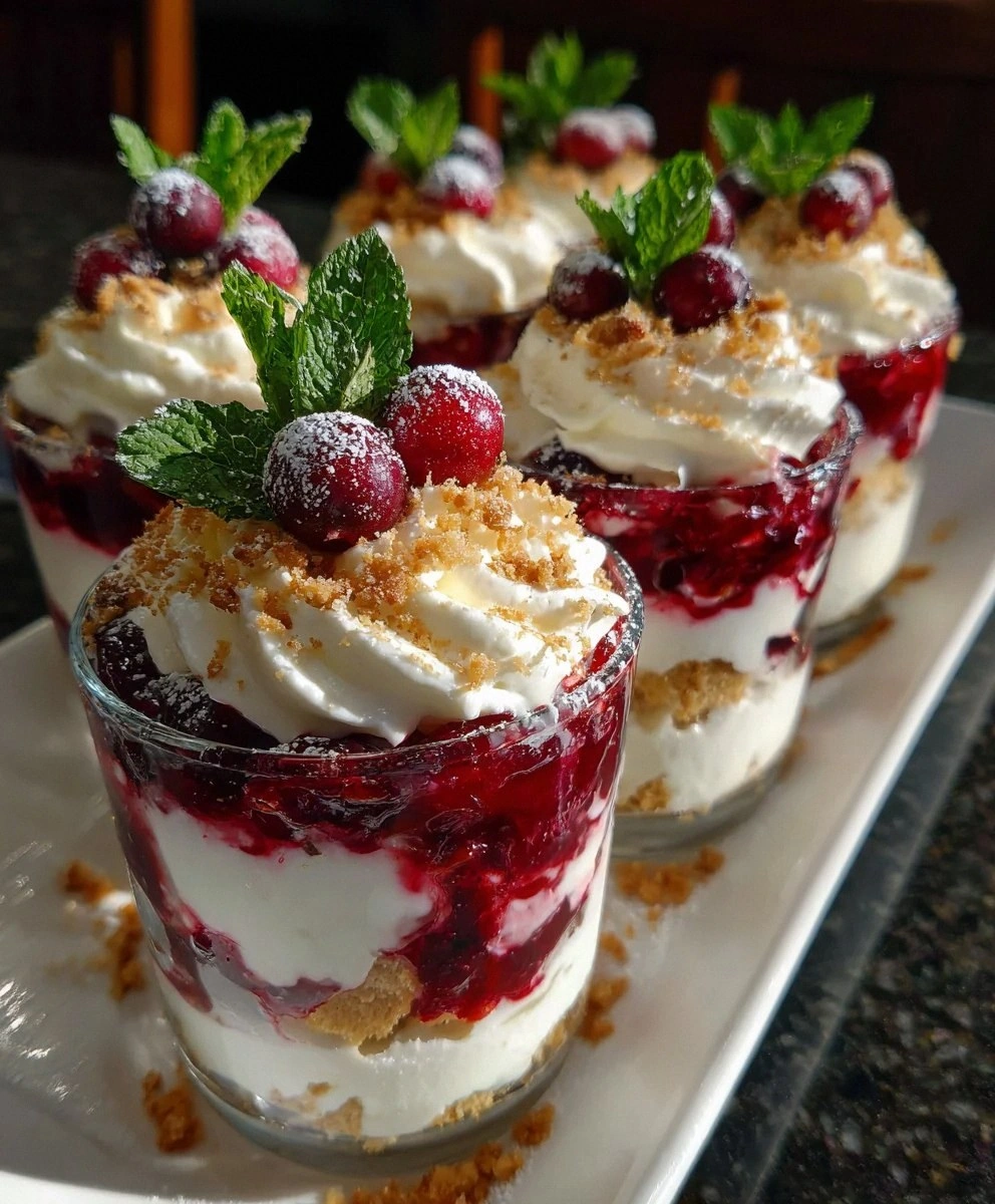 Christmas Cranberry Cream Cheese Trifle Cups