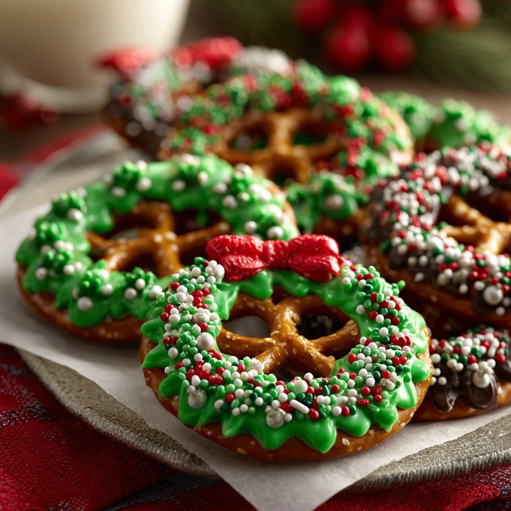 Christmas Pretzel Wreaths
