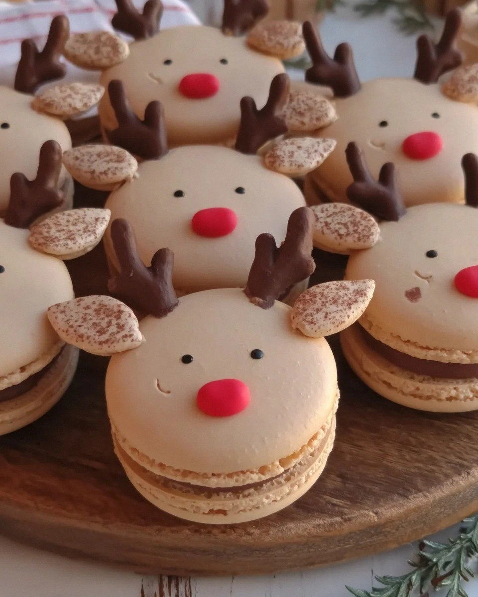 christmas reindeer macarons