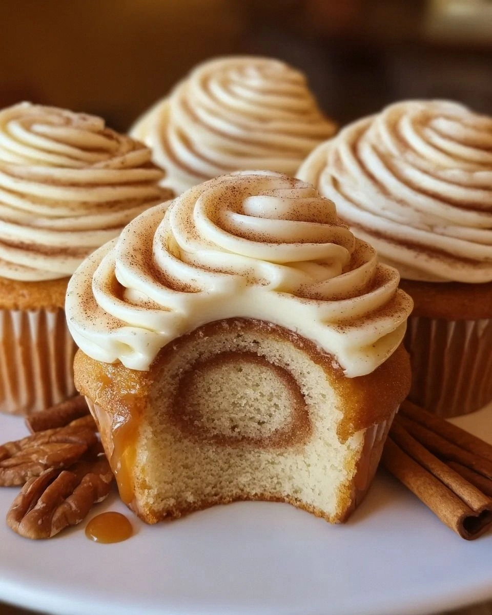 Cinnamon Roll Cupcakes With Swirl Frosting