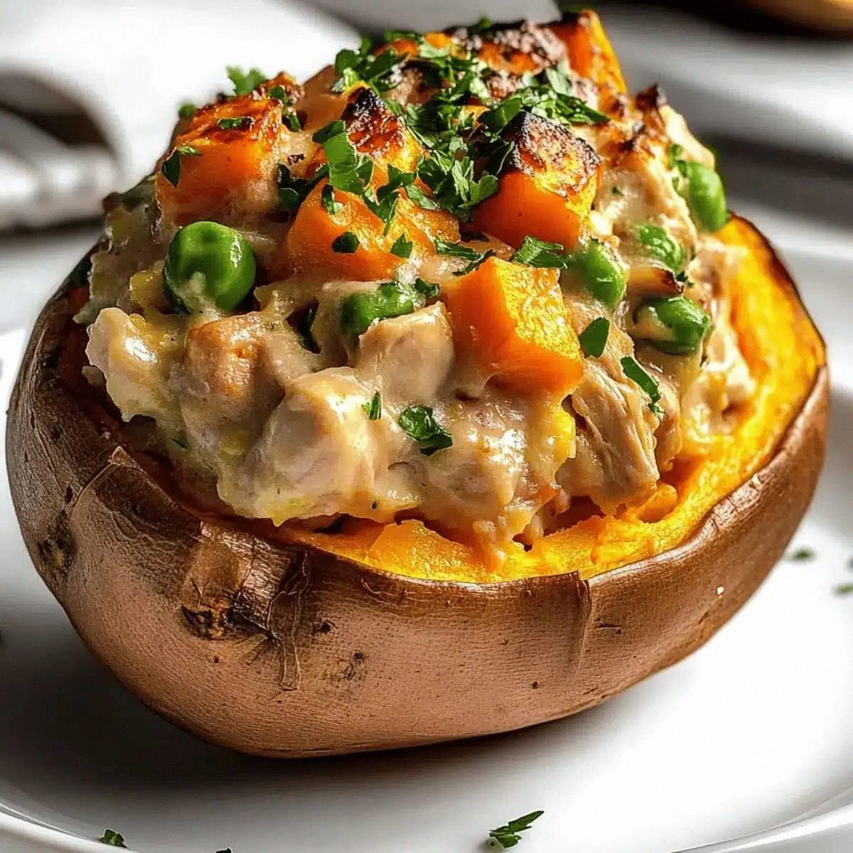 Comforting Chicken Pot Pie Stuffed Sweet Potatoes You’ll Love