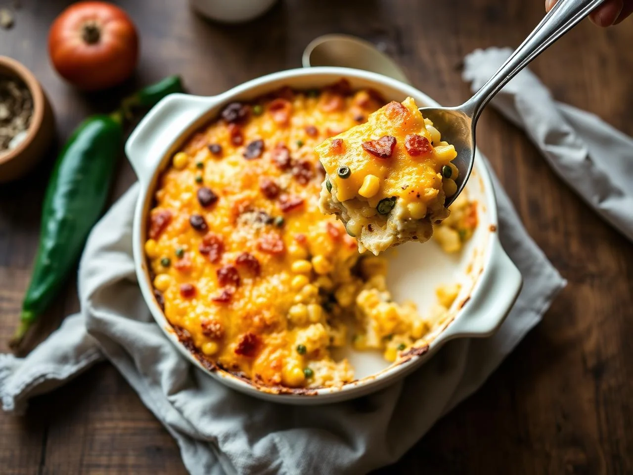 Corn And Poblano Casserole