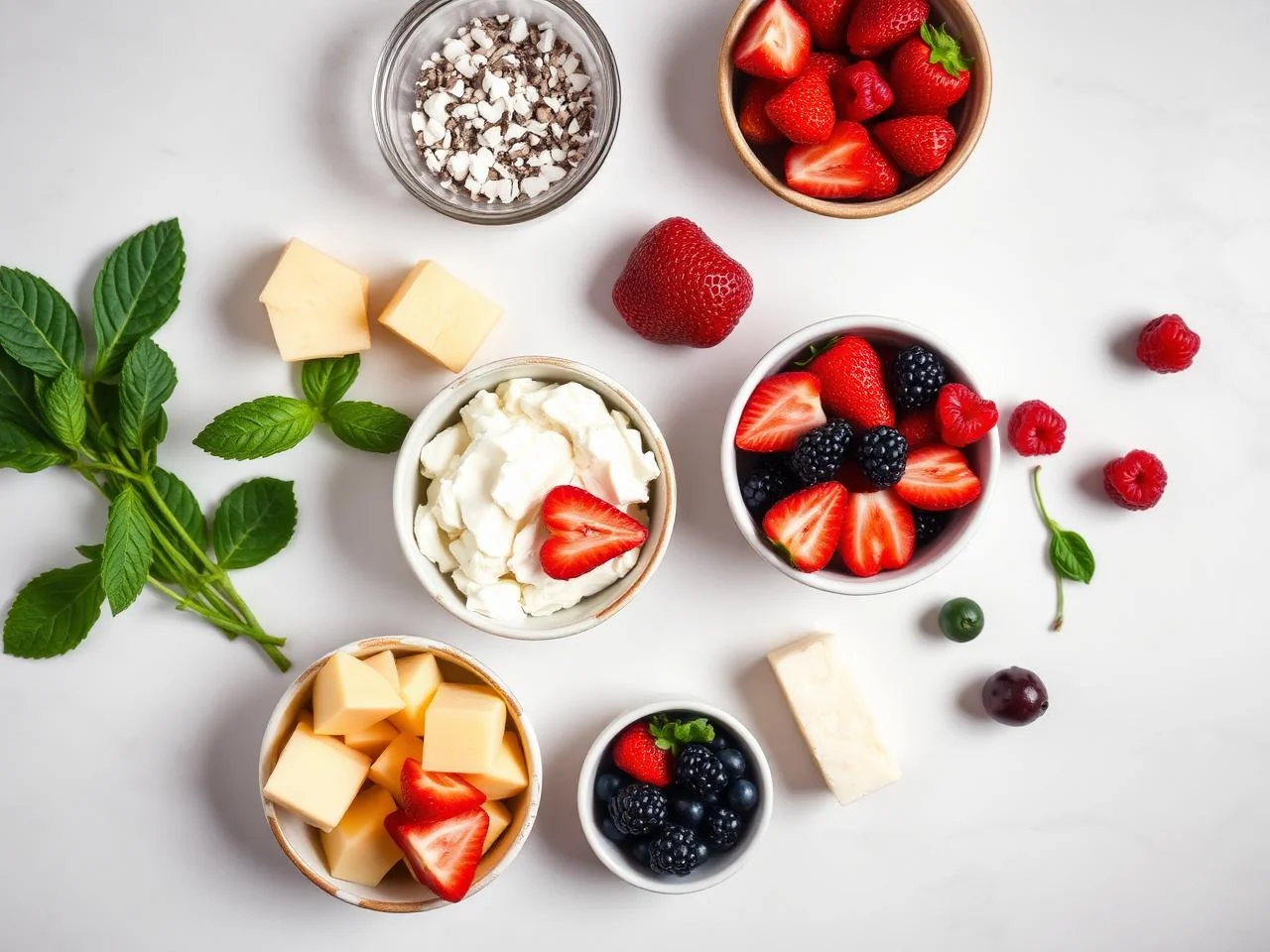 Ingredients for Cottage Cheese And Fresh Fruit