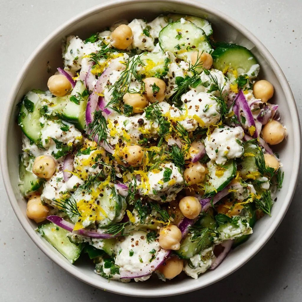 Cottage Cheese Chickpea Salad 