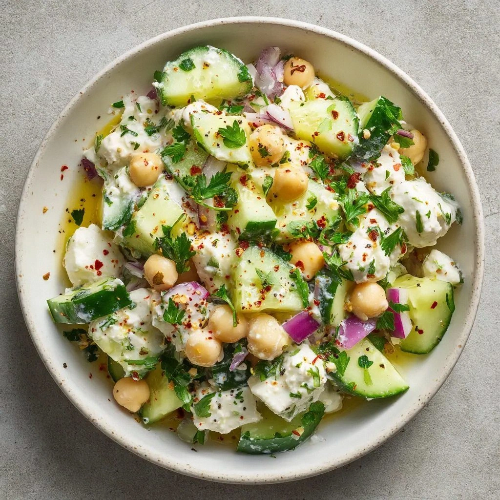 Cottage Cheese Chickpea Salad 
