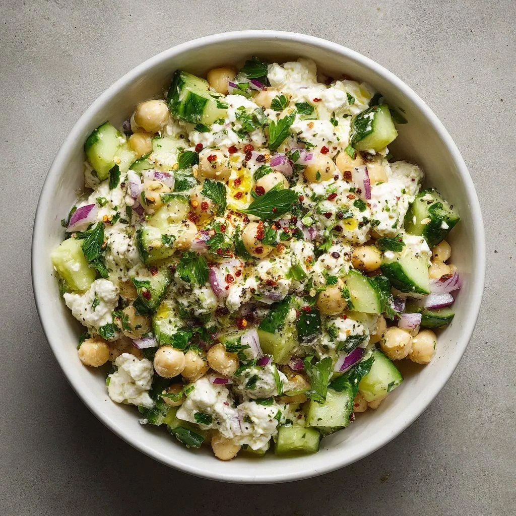 Cottage Cheese Chickpea Salad 