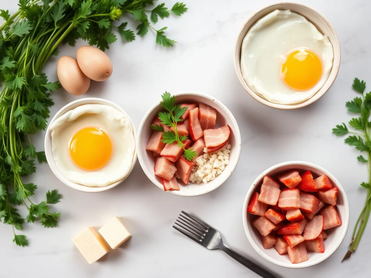Ingredients for Country Bacon And Eggs Skillet