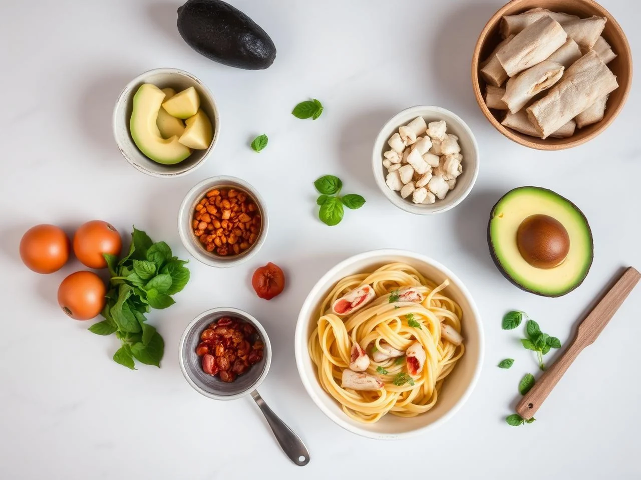 Ingredients for Crab And Avocado Pasta