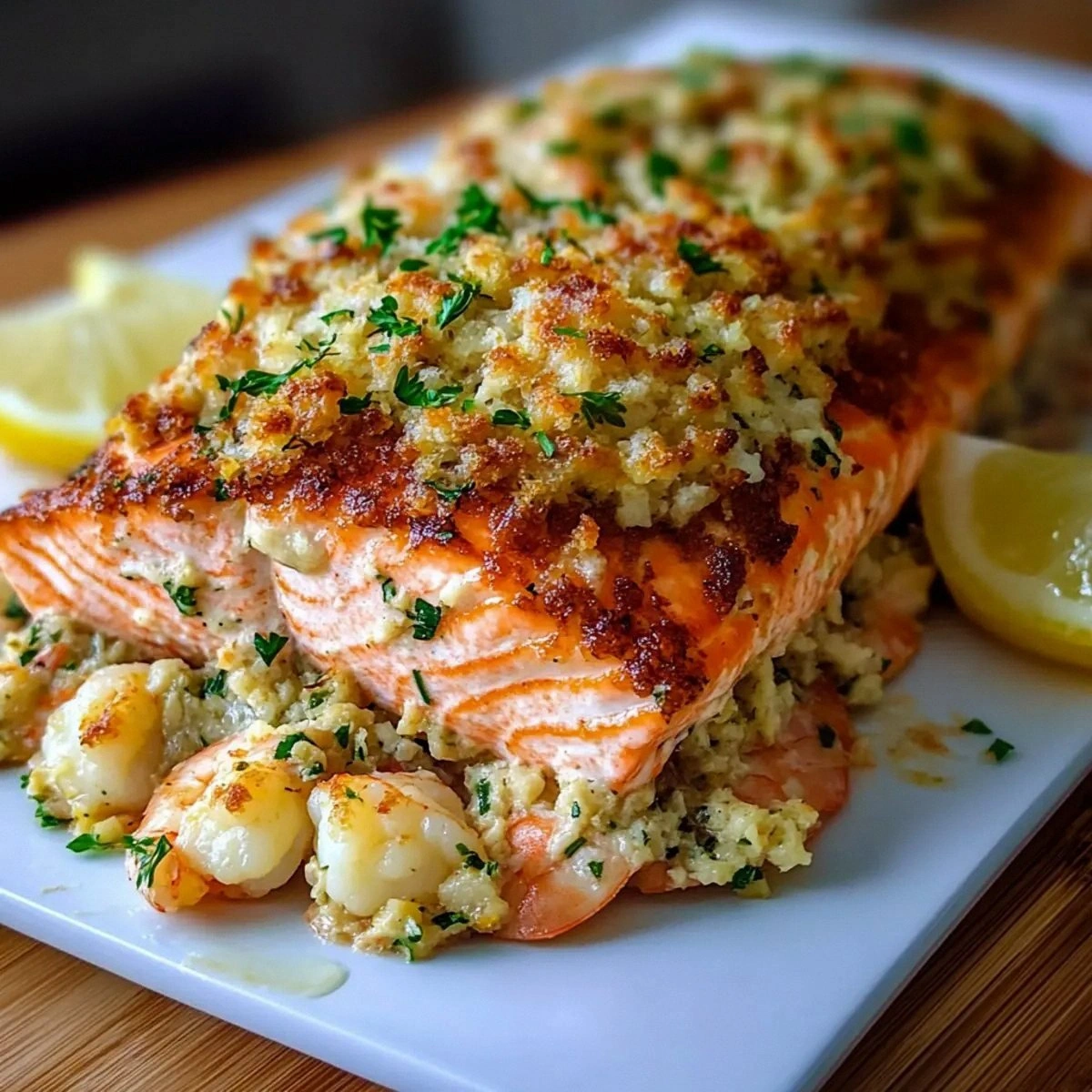 Crab and Shrimp Stuffed Salmon: A Decadent Dinner Delight