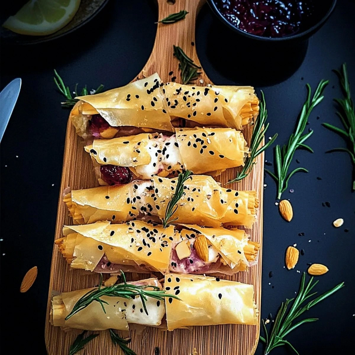 Cranberry and Brie Filo Crackers for Effortless Holiday Cheer