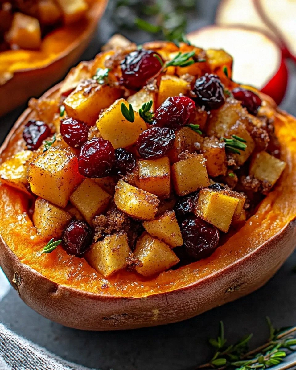 Cranberry Apple Twice-Baked Sweet Potatoes