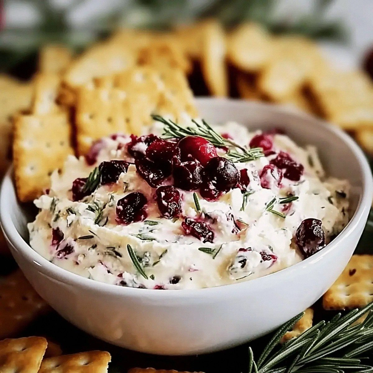 Cranberry Cream Cheese Dip with Rosemary for Holiday Cheers