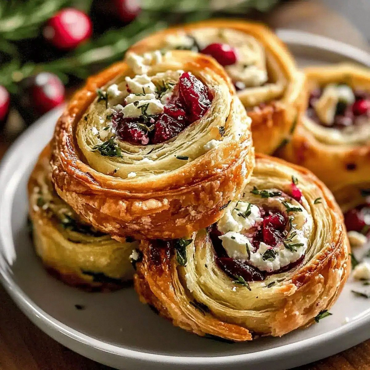 Cranberry Cream Cheese Pinwheels with Feta & Herbs Delight