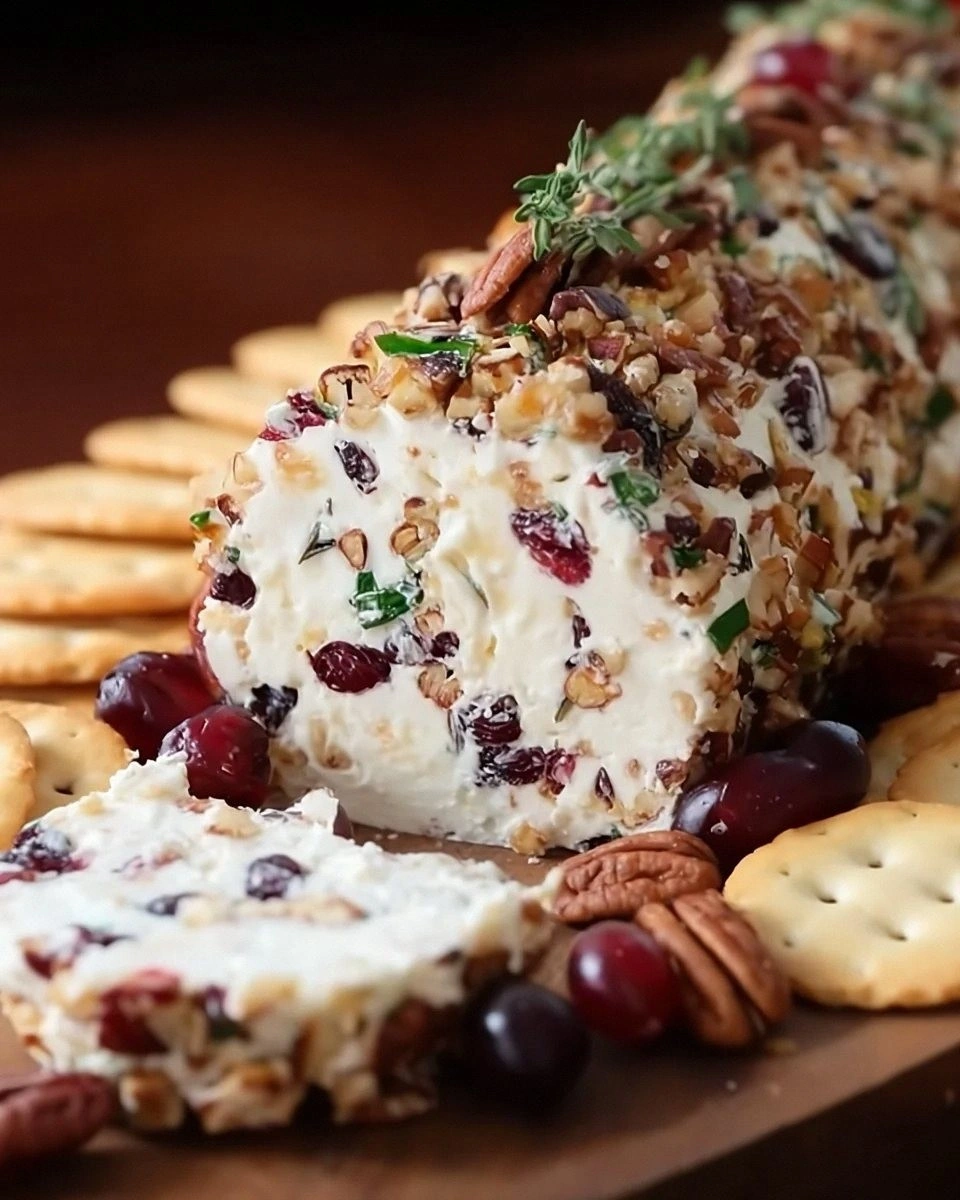 Cranberry, Pecan and Cheese Log