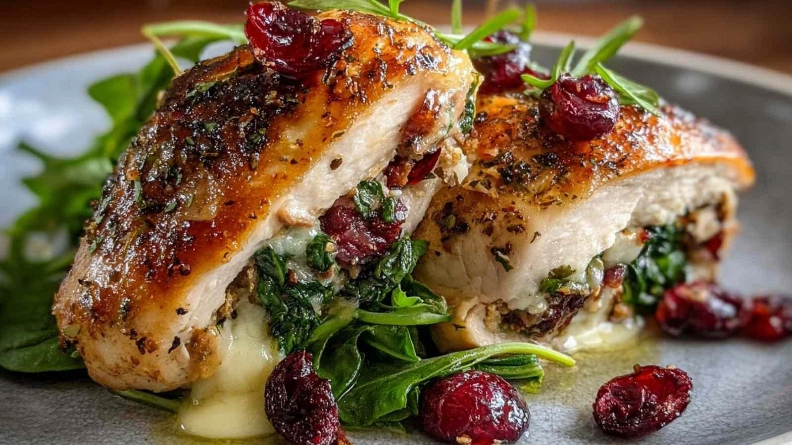 Cranberry Spinach Stuffed Chic