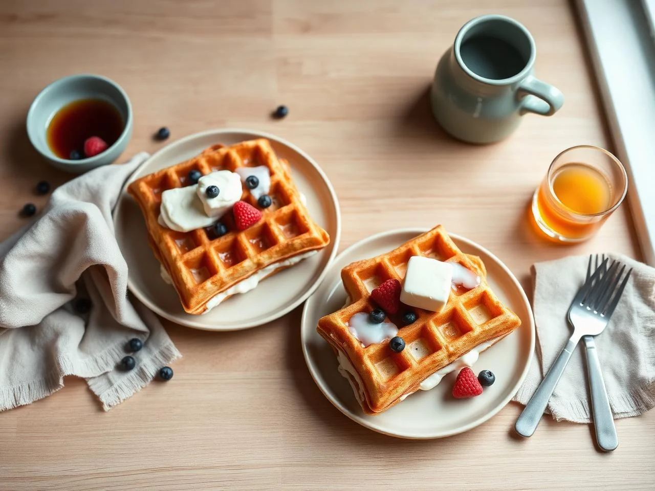 Cream Cheese Stuffed French Toast Waffles