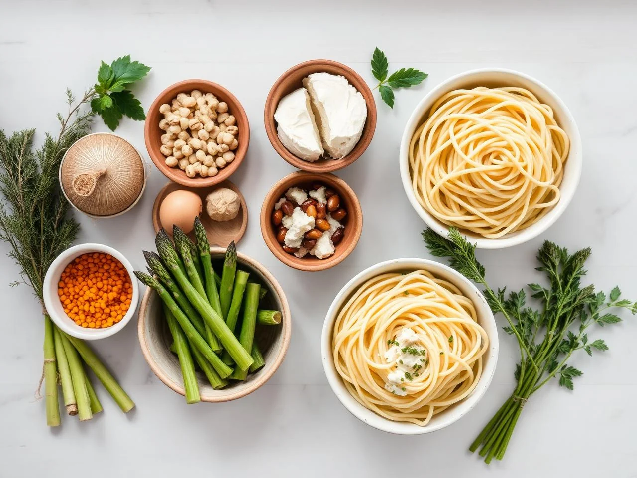 Ingredients for Creamy Asparagus Fettuccine