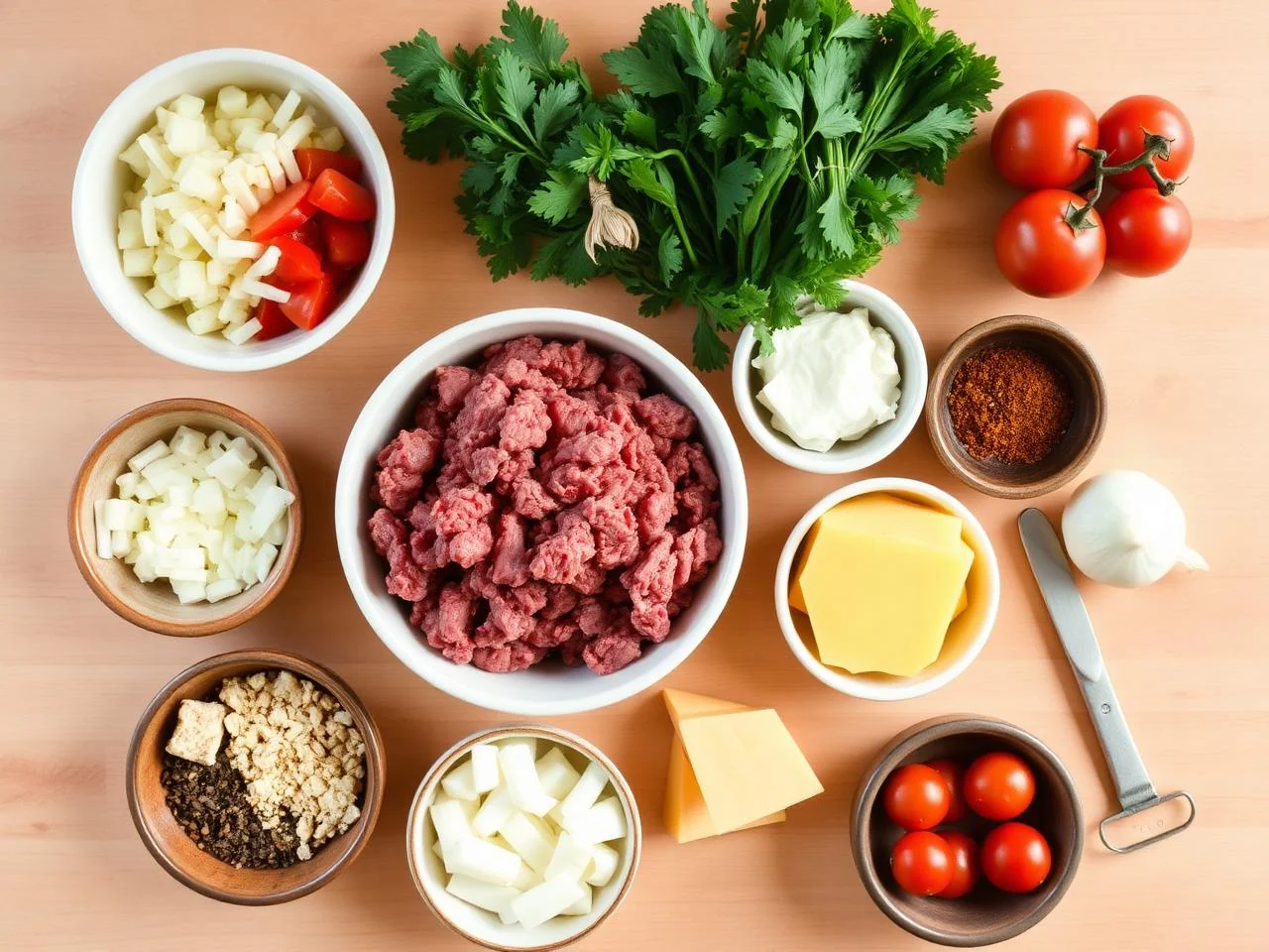 Ingredients for Creamy Beef And Potato Bake
