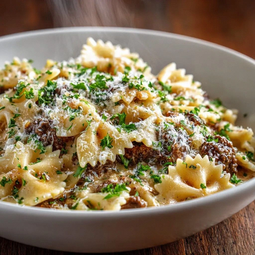 Creamy Beef Bowtie Pasta (The 