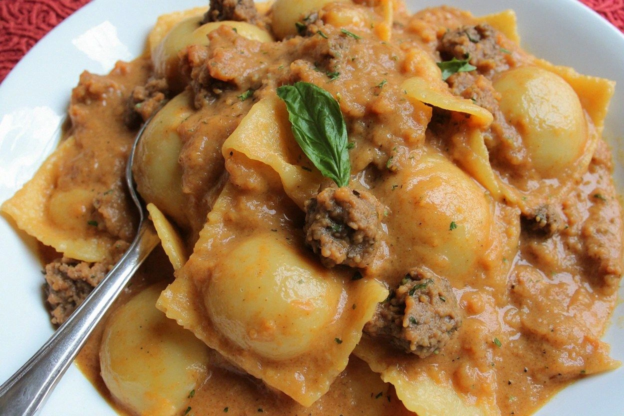 Creamy Cajun Sausage Ravioli