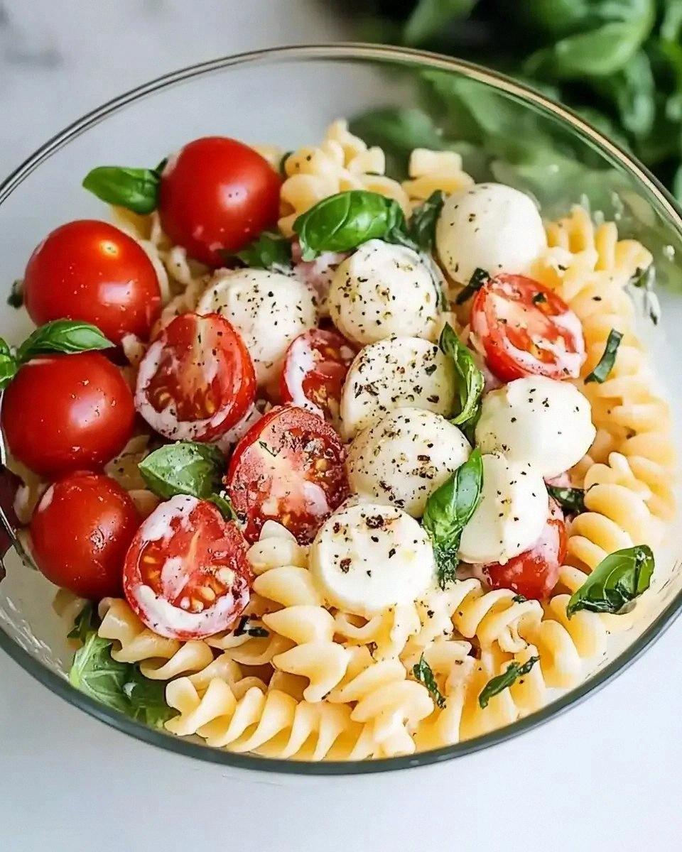 Creamy Caprese Pasta Salad Recipe is a must-try dish!