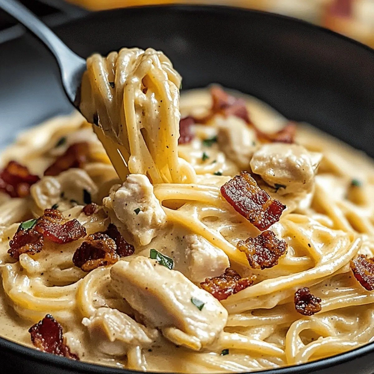 Creamy Carbonara with Crispy Chicken & Bacon for Cozy Nights