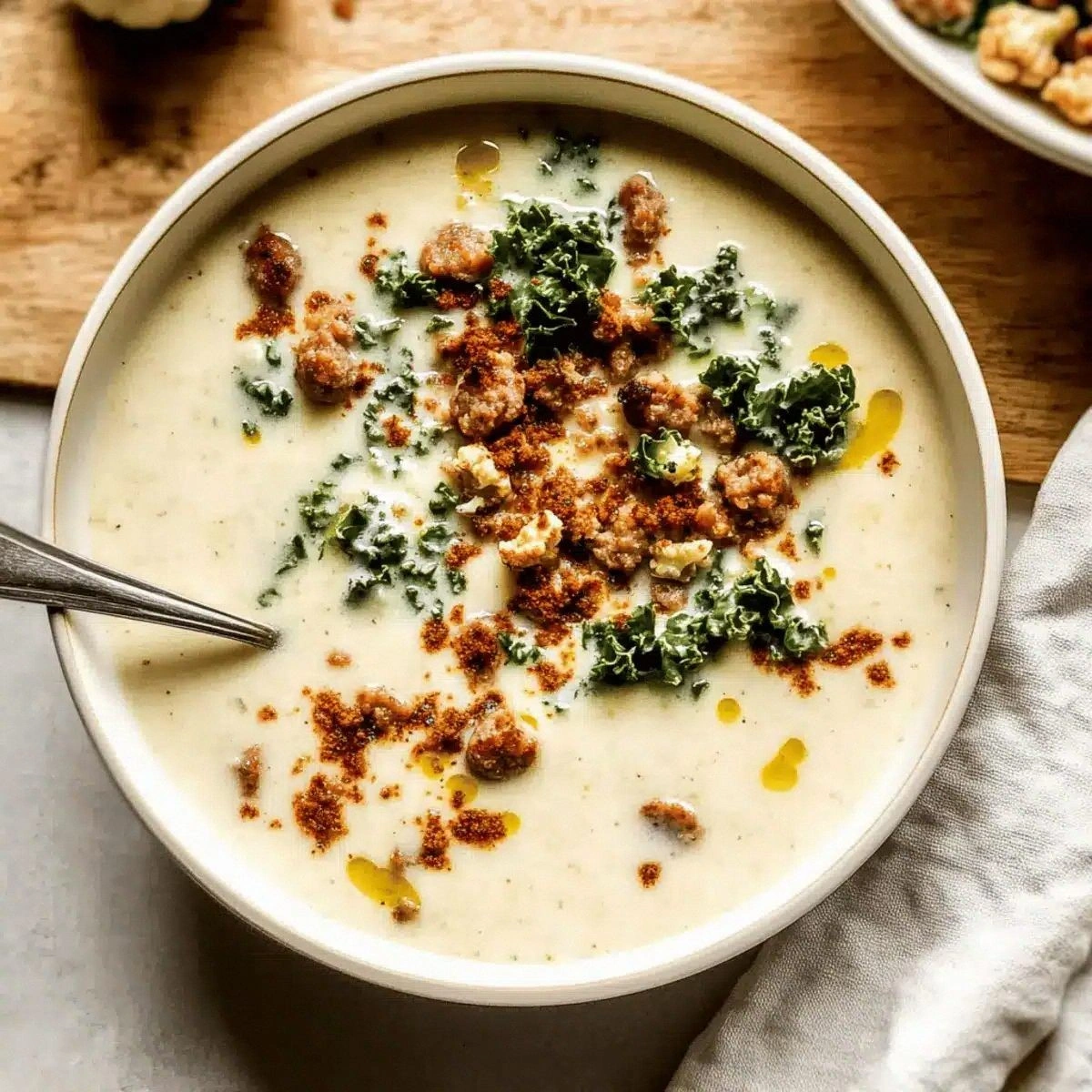 Creamy Cauliflower Sausage Kale Soup Ready in 30 Minutes