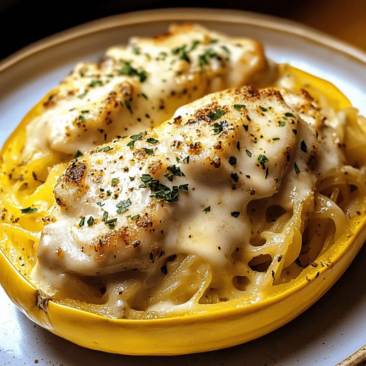 Creamy Chicken Alfredo Spaghetti Squash You’ll Crave Daily