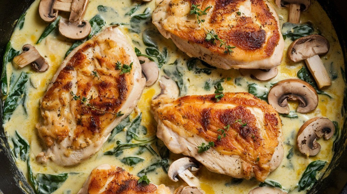 Creamy Chicken Mushroom Spinac