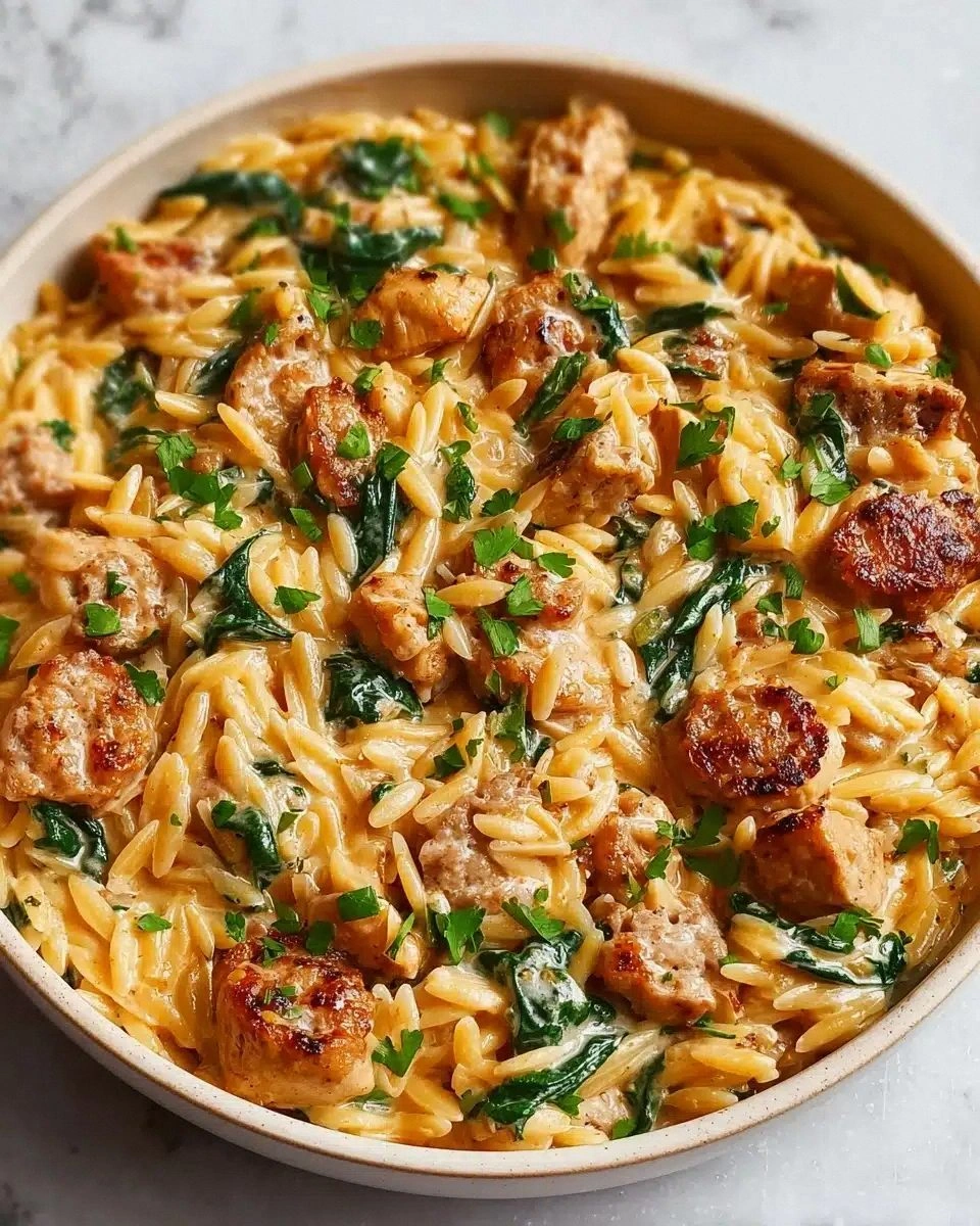 Creamy Chicken Sausage Orzo :