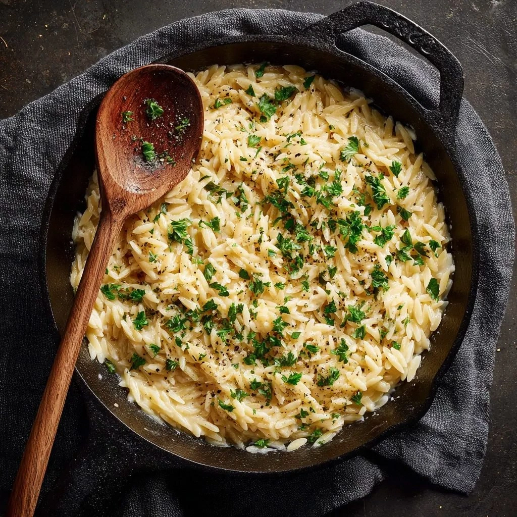Creamy Garlic Parmesan Orzo: T