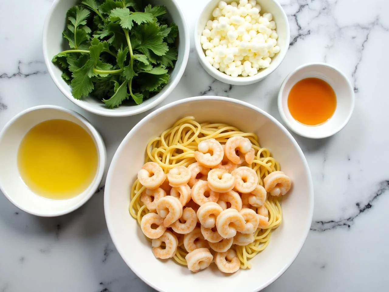 Ingredients for Creamy Garlic Shrimp Alfredo
