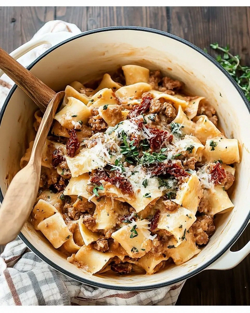 Creamy Italian Sausage and Sun-Dried Tomato Pasta Recipe delights!