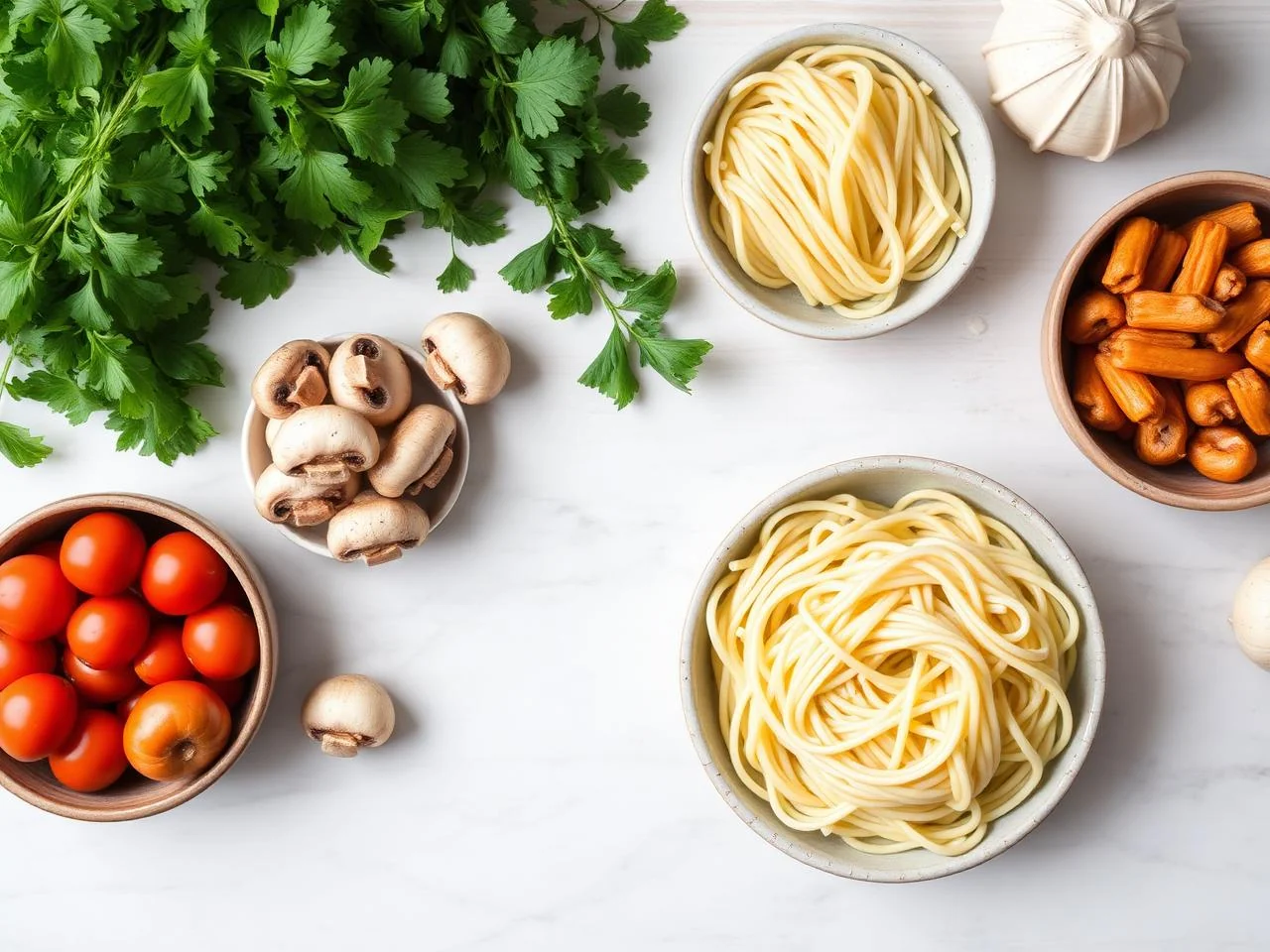 Ingredients for Creamy Mushroom Fettuccine